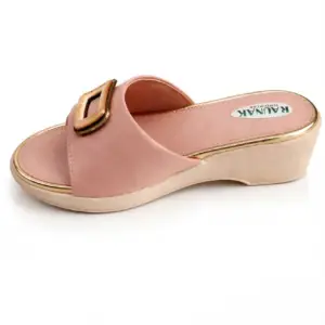 Raunak Womenβs Dusty Pink Comfort Platform Wedge Sandals with Gold Buckle Accent